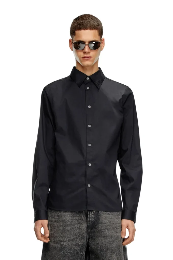 s-fitty-a Formal shirt with logo-embroidered collar