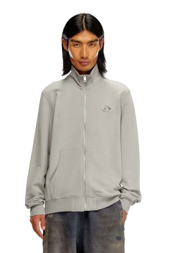 s-ginni-zip-od Zip-up sweatshirt with metallic logo