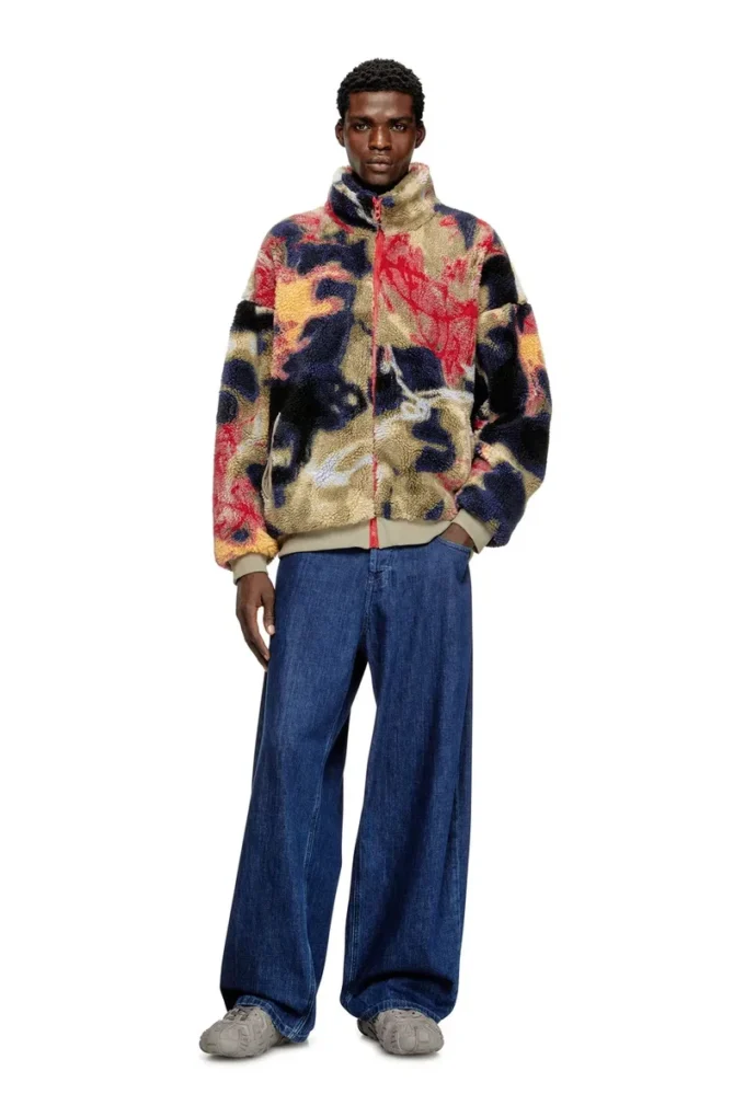 s-luke Teddy-fleece jacket with graffiti motif