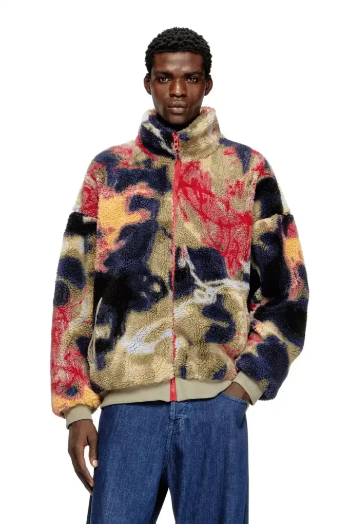 s-luke Teddy-fleece jacket with graffiti motif