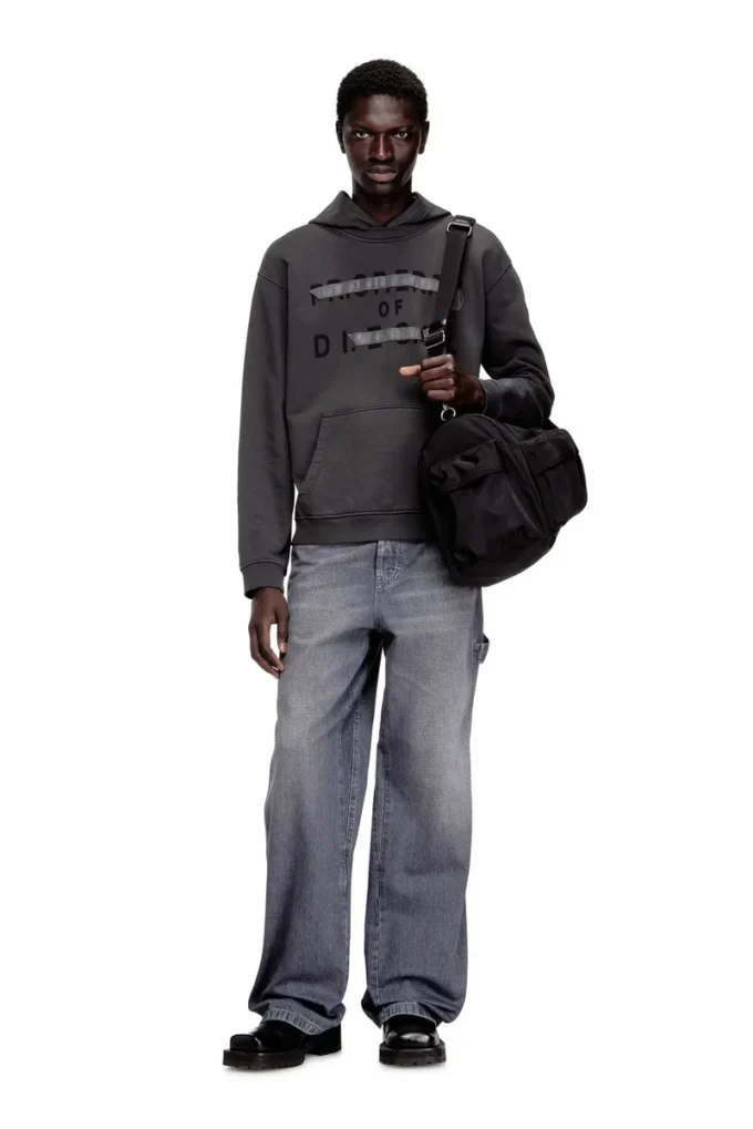 s-norman-hood Cotton hoodie with D appliqué