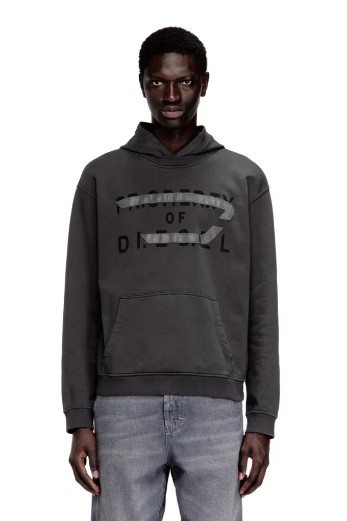s-norman-hood Cotton hoodie with D appliqué
