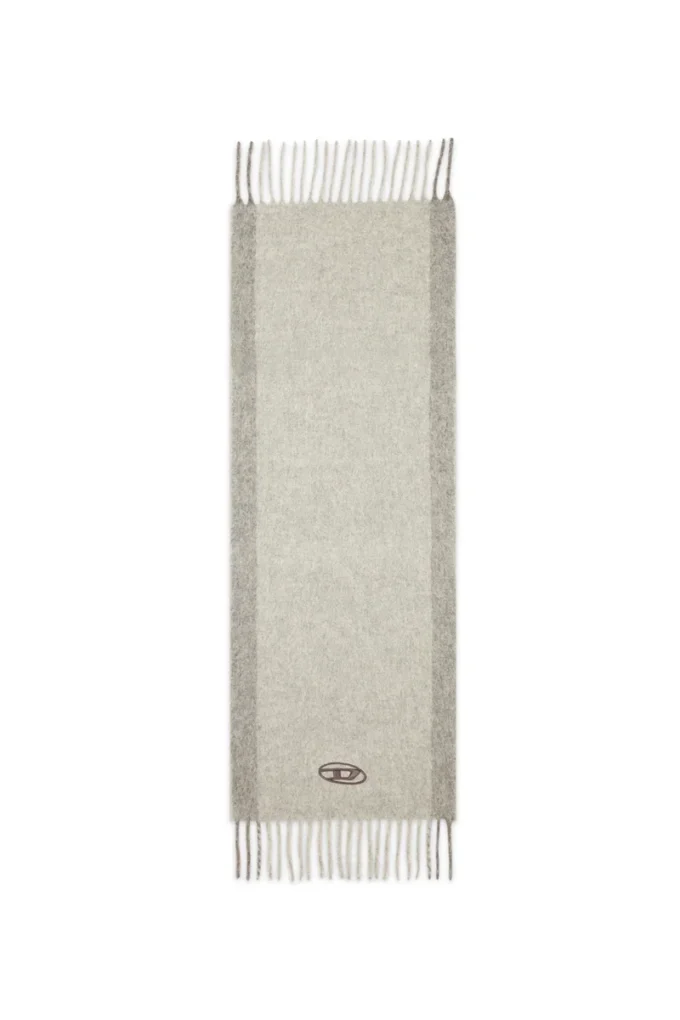 s-olid Wool-blend scarf with contrast stripes
