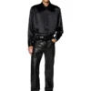 s-ricco Satin shirt with logo-embroidered collar