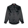 s-ricco Satin shirt with logo-embroidered collar