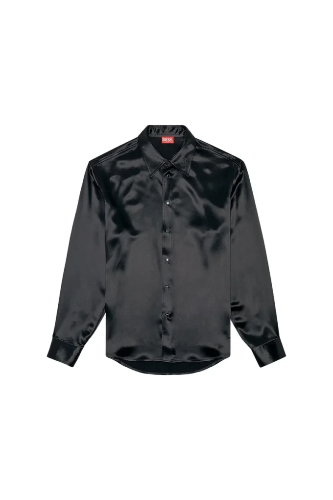 s-ricco Satin shirt with logo-embroidered collar