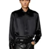 s-ricco Satin shirt with logo-embroidered collar