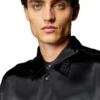 s-ricco Satin shirt with logo-embroidered collar