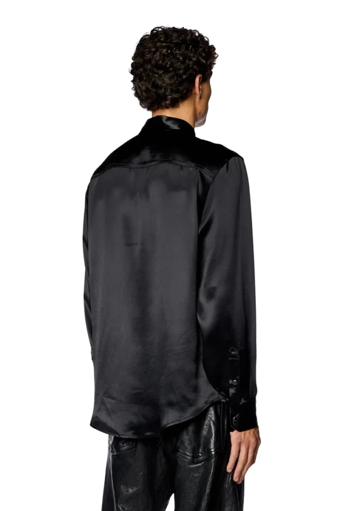 s-ricco Satin shirt with logo-embroidered collar