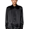 s-ricco Satin shirt with logo-embroidered collar