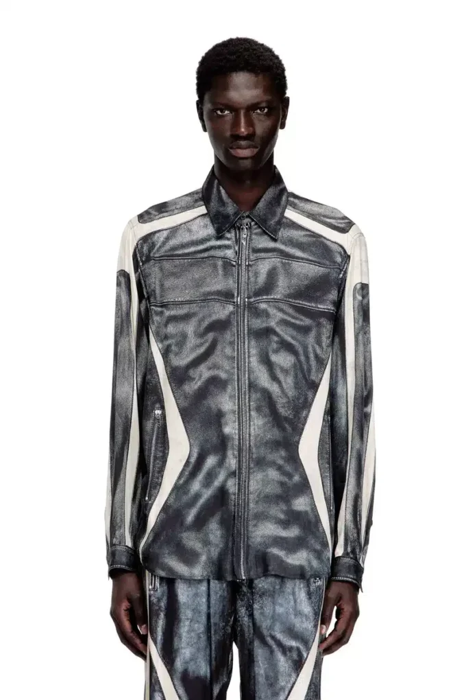 s-simply-bmcz Printed viscose shirt with front zip closure