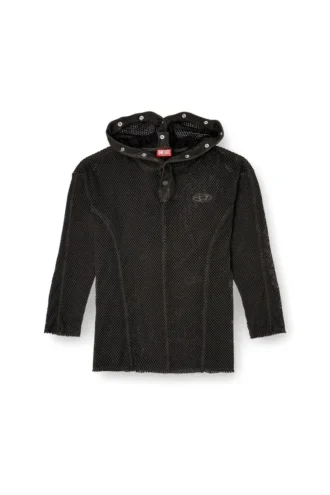 s-thug-fishnet Fishnet hoodie with full-closure hood