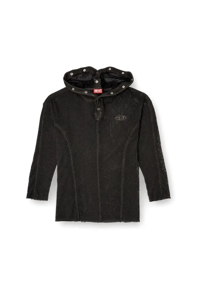 s-thug-fishnet Fishnet hoodie with full-closure hood