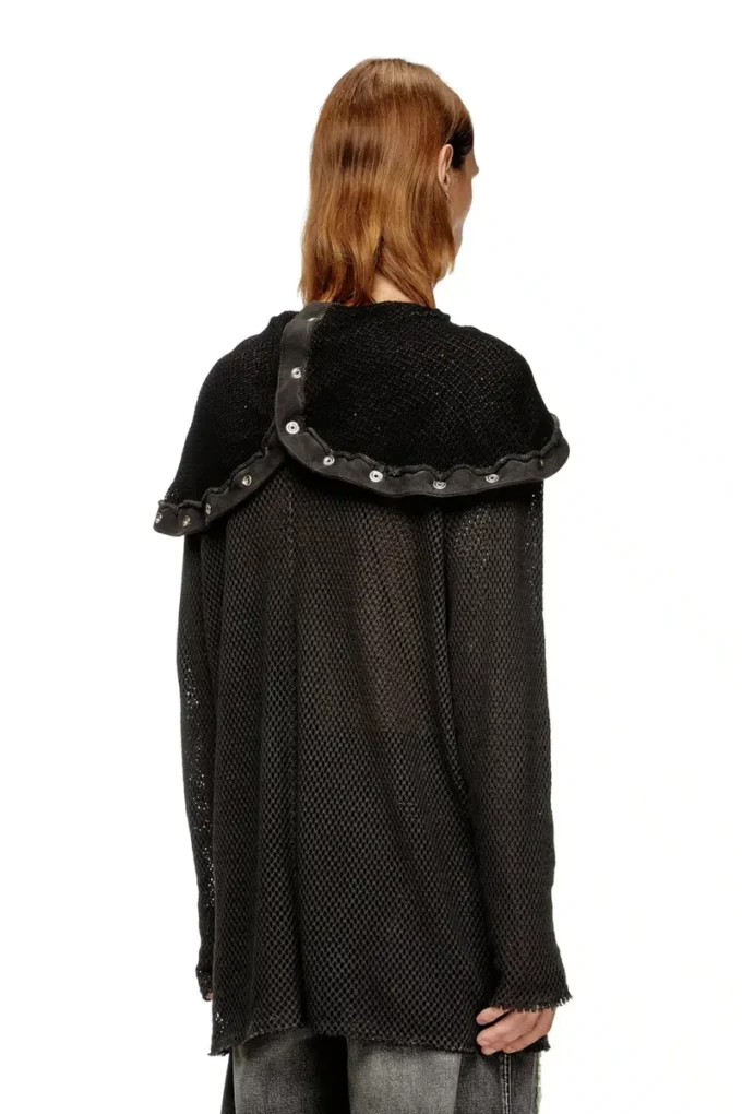 s-thug-fishnet Fishnet hoodie with full-closure hood