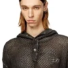 s-thug-fishnet Fishnet hoodie with full-closure hood