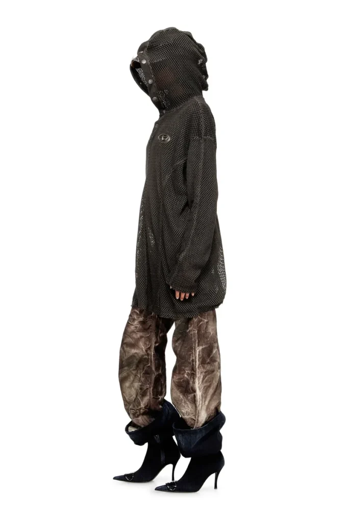 s-thug-fishnet Fishnet hoodie with full-closure hood