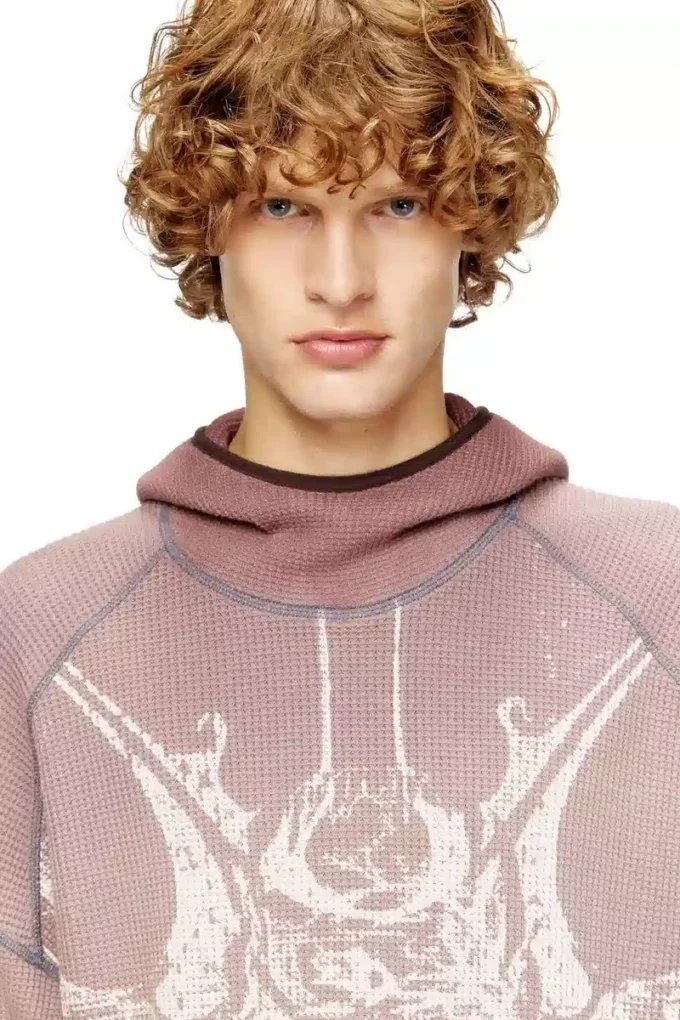 s-waf-hood-new Faded waffle hoodie with graphic print