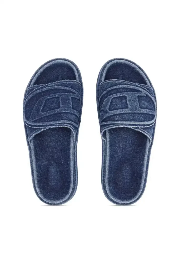 sa-slide d oval Sa-Slide D-Denim slides with embossed strap