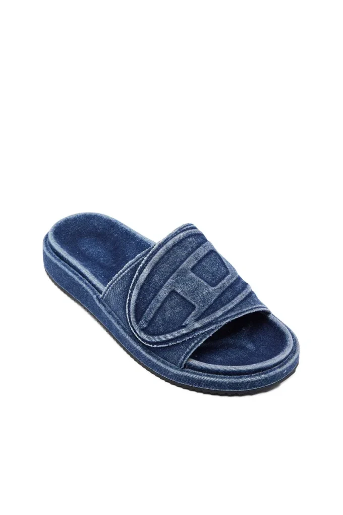 sa-slide d oval Sa-Slide D-Denim slides with embossed strap