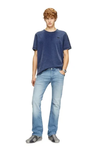 t-adjind-new Distressed T-shirt with denim effect