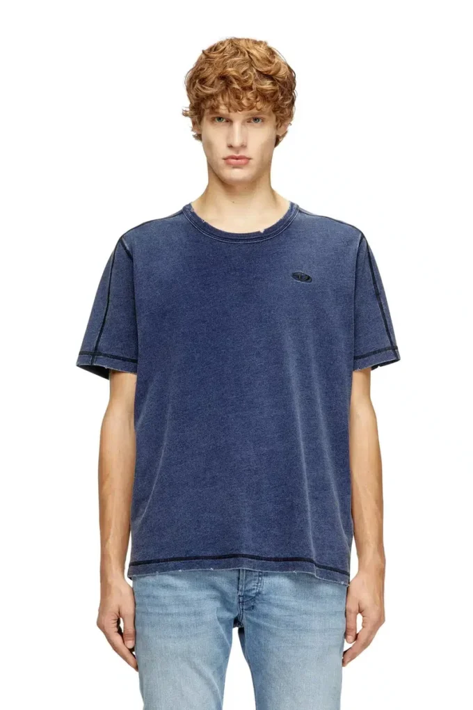 t-adjind-new Distressed T-shirt with denim effect