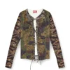 t-afry Tie cardigan with mixed camo prints