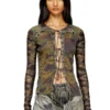 t-afry Tie cardigan with mixed camo prints