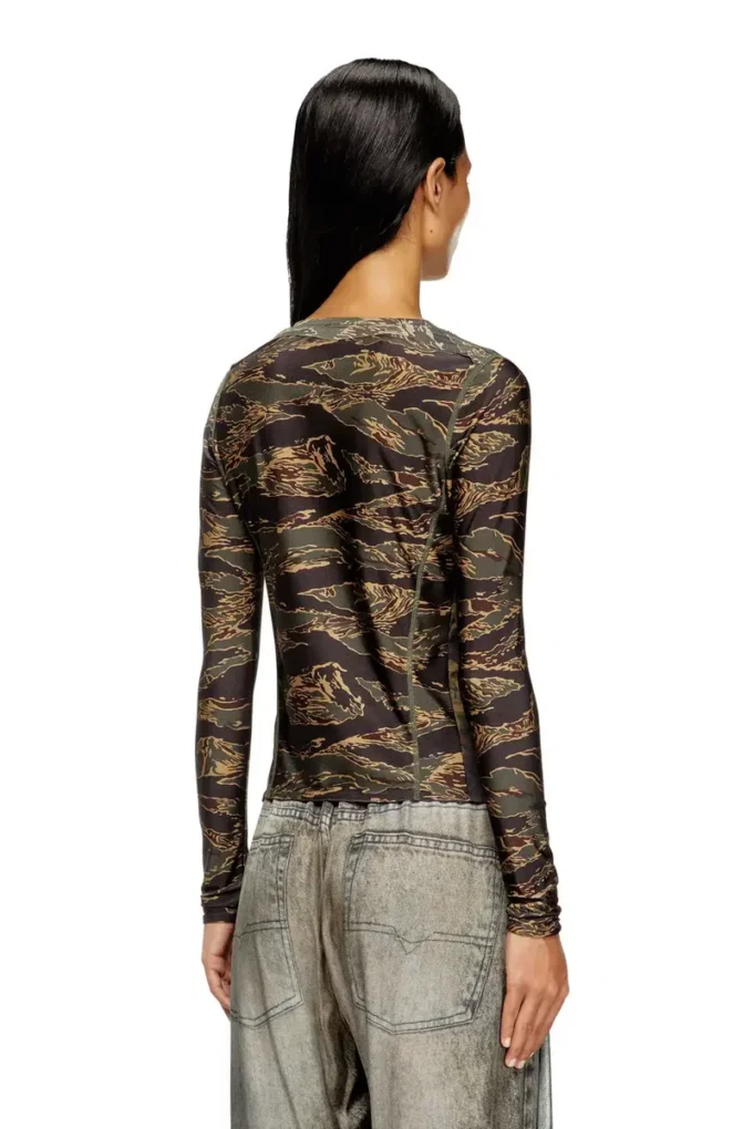t-afry Tie cardigan with mixed camo prints