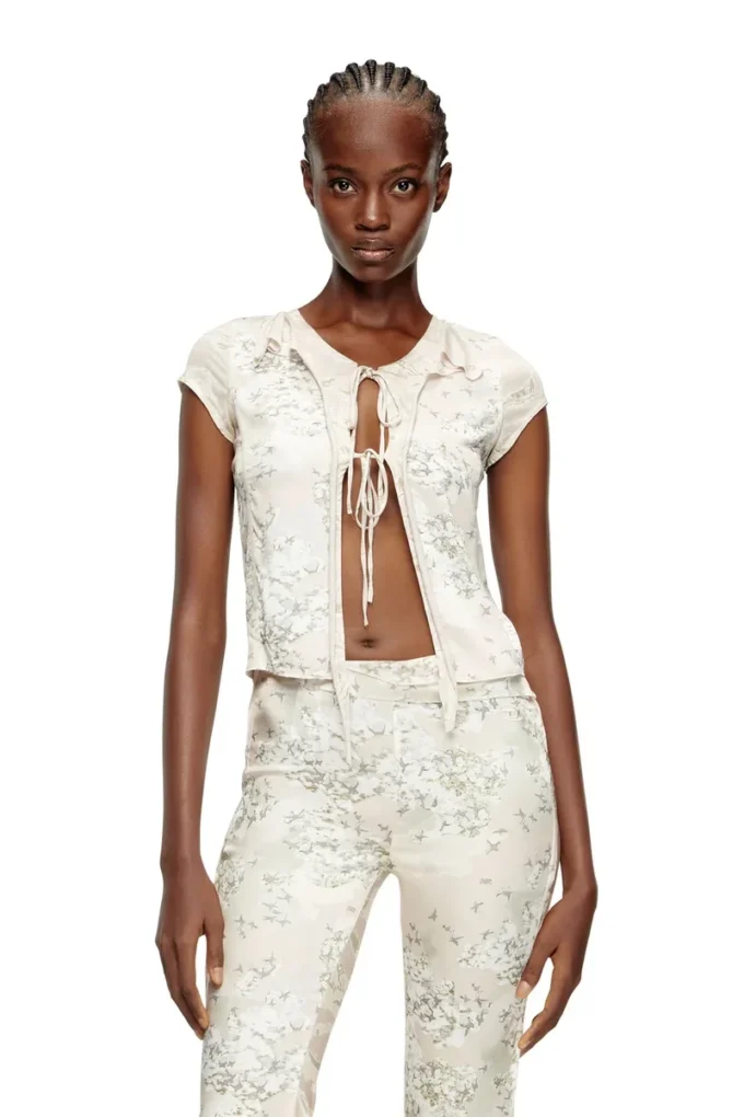 t-afrymy Tie top with mixed camo prints