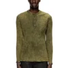 t-ally Henley top in treated wide-rib jersey