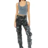 t-aniesse Ribbed racerback top with button opening