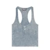 t-aniesse Ribbed racerback top with button opening
