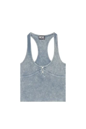 t-aniesse Ribbed racerback top with button opening