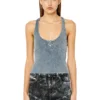 t-aniesse Ribbed racerback top with button opening