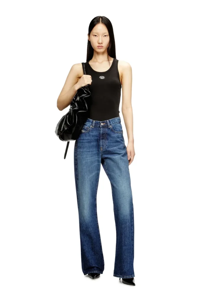 t-anki-od Slim ribbed tank top with metallic Oval D