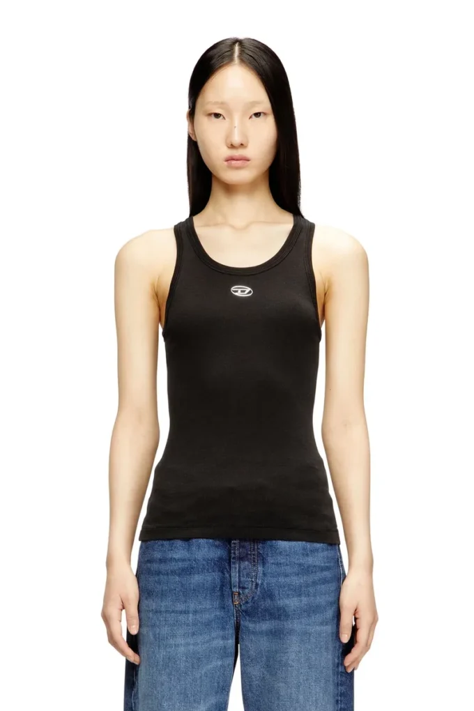 t-anki-od Slim ribbed tank top with metallic Oval D