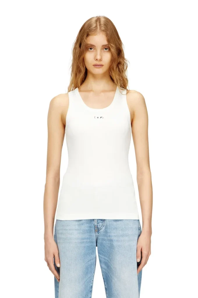 t-anki-od Slim ribbed tank top with metallic Oval D