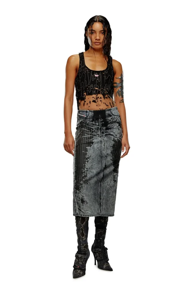 t-bils-dev Tulle tank top with destroyed jersey