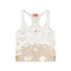 t-bils-dev Tulle tank top with destroyed jersey