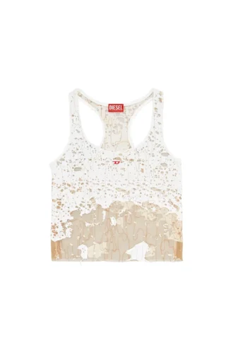 t-bils-dev Tulle tank top with destroyed jersey