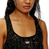 t-bils-dev Tulle tank top with destroyed jersey