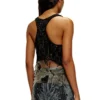 t-bils-dev Tulle tank top with destroyed jersey