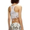 t-bils-dev Tulle tank top with destroyed jersey