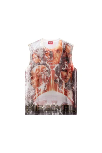 t-birco-p6 Shiny tank top with Diesel film print