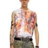 t-birco-p6 Shiny tank top with Diesel film print