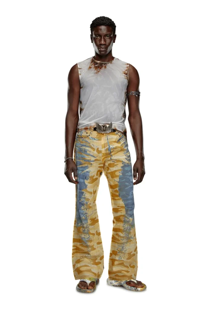 t-bisco-burn-art Tulle top with burning plastic print