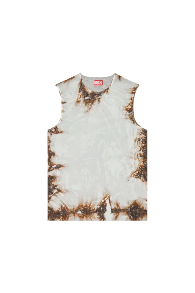 t-bisco-burn-art Tulle top with burning plastic print