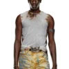 t-bisco-burn-art Tulle top with burning plastic print