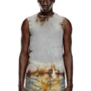 t-bisco-burn-art Tulle top with burning plastic print