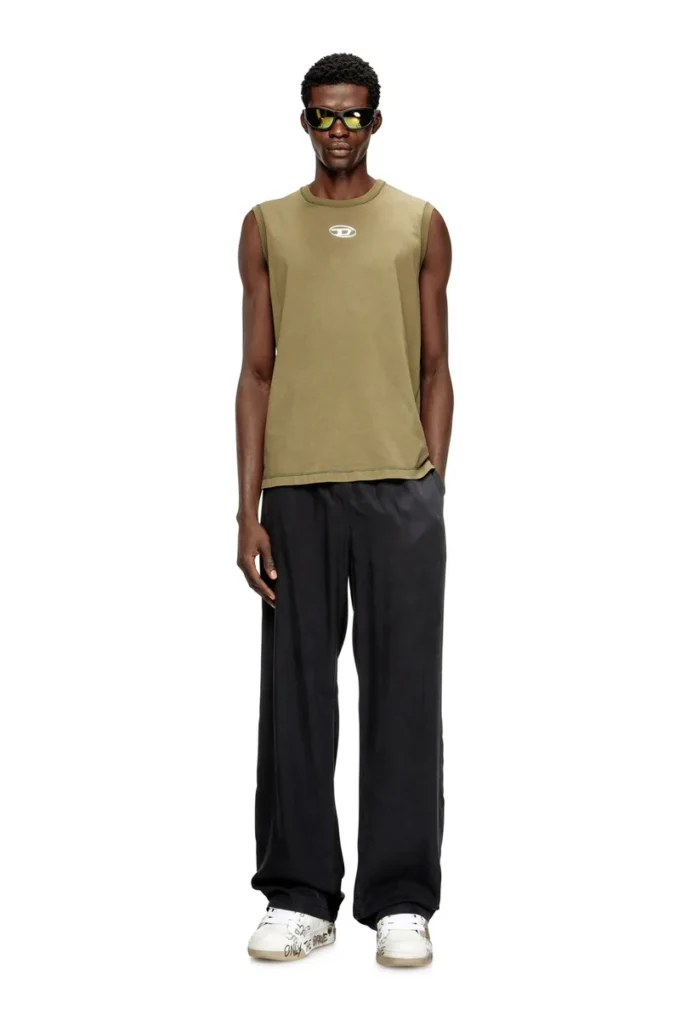 t-bisco-iod Sleeveless cotton top with metallic Oval D